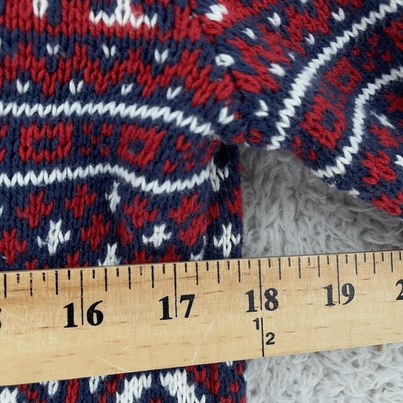 Levi's Holiday Sweater Mens Small Fair Isle Knit Navy Red Crewneck Pullover Xmas - Picture 4 of 7